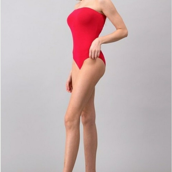 Heart & Hips Red Tube Top Snap Bodysuit - Picture 6 of 7